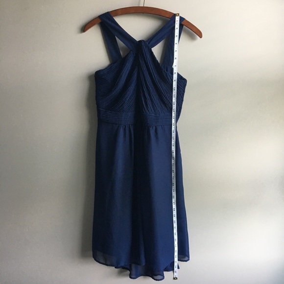 Tevolio Navy chiffon halter gown with pockets - Picture 8 of 17
